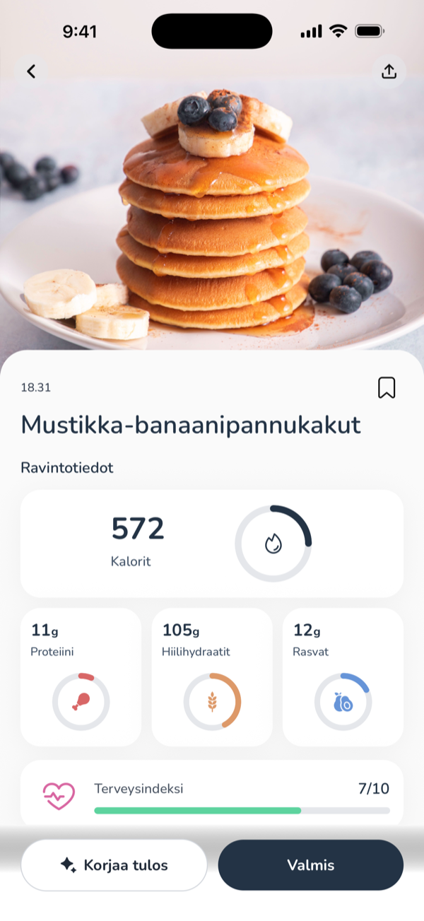 Ravintoarvot skannauksen jälkeen